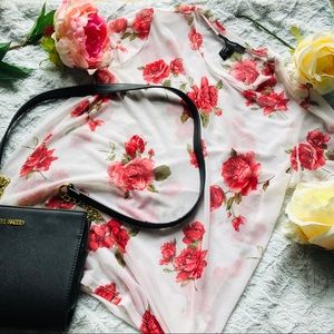 Sheer Shirt with Red Roses